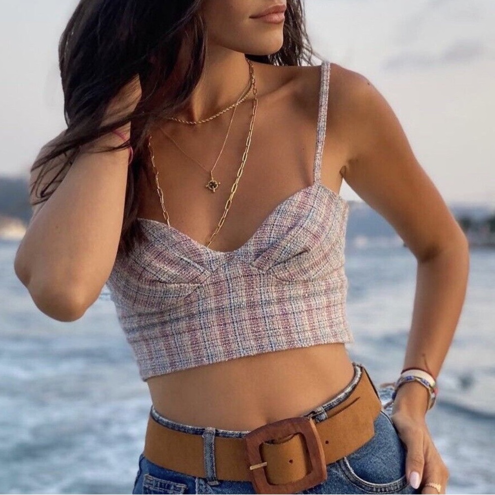 ZARA tweed corset crop top